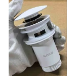 Донний клапан для раковини Koer PW-07-03 1 1/4'' з переливом автоматичний СLICK-СLACK (Колір білий) (KR5783)