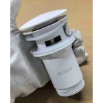 Донний клапан для раковини Koer PW-07-03 1 1/4'' з переливом автоматичний СLICK-СLACK (Колір білий) (KR5783)