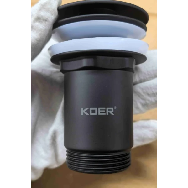 Донный клапан для раковины Koer PW-07-05 1 1/4'' с переливом автоматический СLICK-СLACK (Цвет черный) (KR5785)