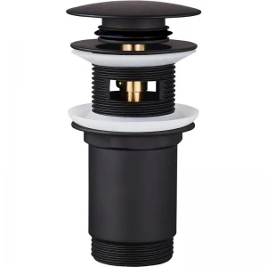 Донний клапан для раковини Koer PW-07-05 1 1/4'' з переливом автоматичний СLICK-СLACK (Колір чорн) (KR5785)