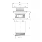 Донный клапан для раковины Koer PW-07-05 1 1/4'' с переливом автоматический СLICK-СLACK (Цвет черный) (KR5785)