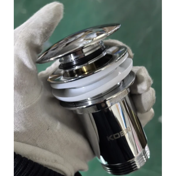 Донный клапан для раковины Koer PW-08-01 1 1/4'' без перелива автоматический СLICK-СLACK (Цвет хром) (KR5786)