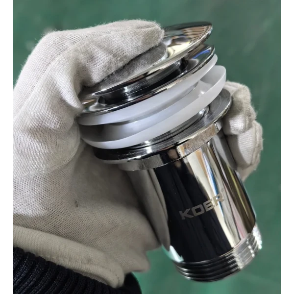 Донный клапан для раковины Koer PW-08-01 1 1/4'' без перелива автоматический СLICK-СLACK (Цвет хром) (KR5786)