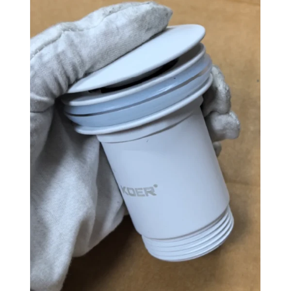 Донный клапан для раковины Koer PW-08-03 1 1/4'' без перелива автоматический СLICK-СLACK (Цвет белый) (KR5787)
