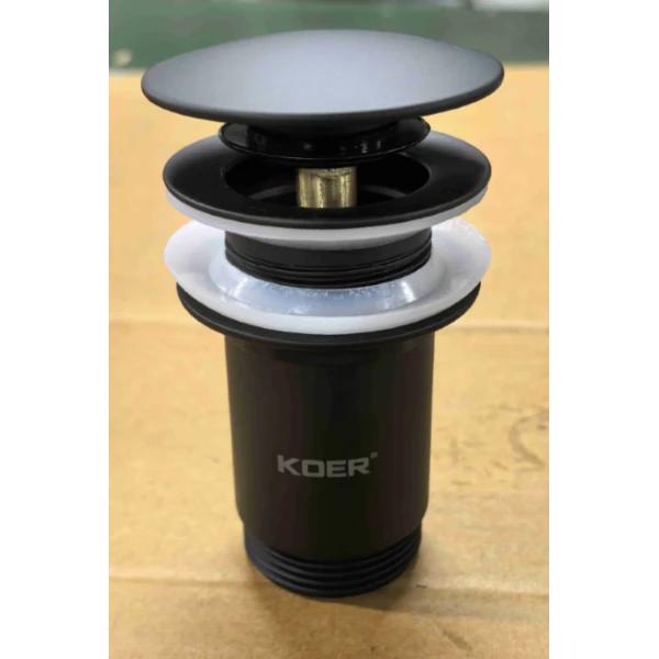Донный клапан для раковины Koer PW-08-05 1 1/4'' без перелива автоматический СLICK-СLACK (Цвет черный) (KR5789)
