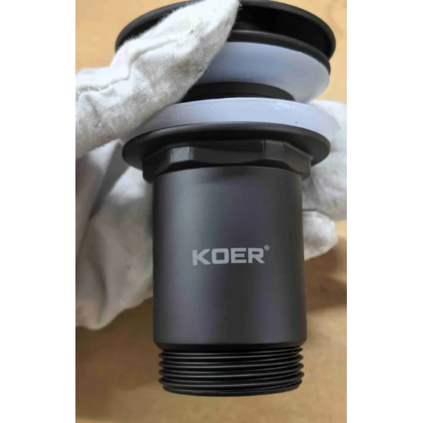 Донный клапан для раковины Koer PW-08-05 1 1/4'' без перелива автоматический СLICK-СLACK (Цвет черный) (KR5789)