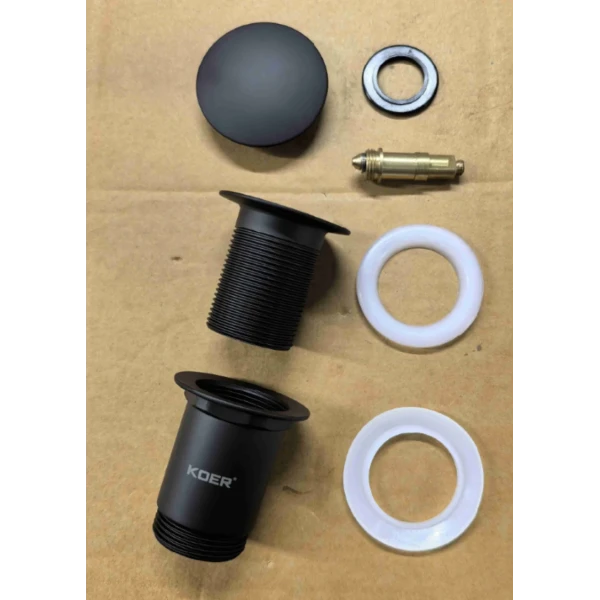 Донный клапан для раковины Koer PW-08-05 1 1/4'' без перелива автоматический СLICK-СLACK (Цвет черный) (KR5789)
