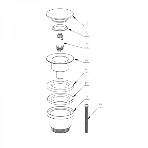 Донний клапан для раковини Koer PW-11-01 1 1/4''  універсальний (з/без перел) СLICK-СLACK (Колір хром) (KR5790)