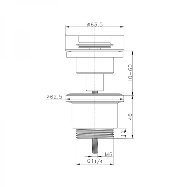 Донний клапан для раковини Koer PW-11-03 1 1/4''  універсальний (з/без перел) СLICK-СLACK (Колір білий) (KR5791)