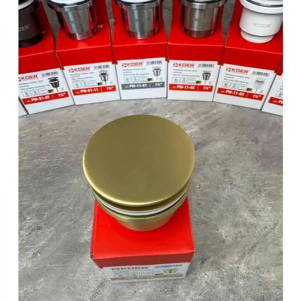 Донний клапан для раковини Koer PW-11-12 1 1/4''  універсальний (з/без перел) СLICK-СLACK (Колір зол.мат) (KR5794)