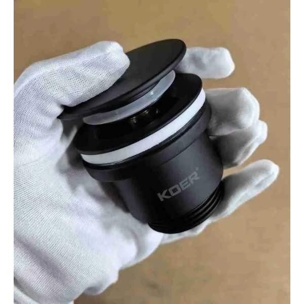 Донный клапан для раковины Koer PW-11-05 1 1/4'' универсальный (с/без перел) СLICK-СLACK (Цвет черный) (KR5795)