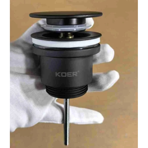 Донный клапан для раковины Koer PW-11-05 1 1/4'' универсальный (с/без перел) СLICK-СLACK (Цвет черный) (KR5795)