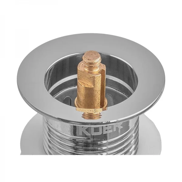 Донный клапан для раковины Koer PW-10-01 1 1/4'' без перелива автоматический СLICK-СLACK (Цвет хром) (KR5797)