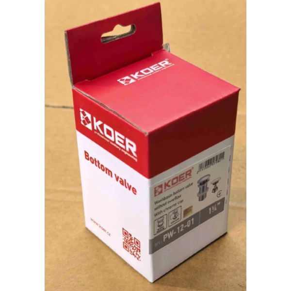 Донный клапан для раковины Koer PW-12-01 1 1/4'' без перелива автоматический СLICK-СLACK (Цвет хром) (KR5798)