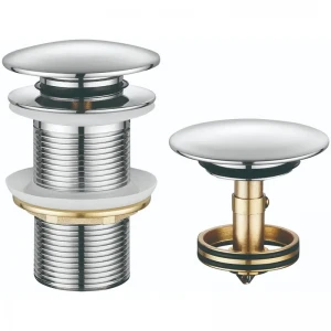 Донний клапан для раковини Koer PW-12-01 1 1/4''  без переливу автоматичний СLICK-СLACK (Колір хром) (KR5798)