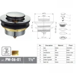 Донный клапан для ванны Koer PW-06-01 1 1/2'' автоматический СLICK-СLACK (Цвет хром) (KR5799)