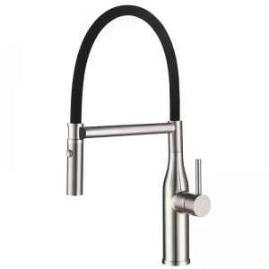 Змішувач для кухні KOER KI-70034-02 з нерж.сталі SUS304 (Колір нерж+силік.вилив чорний) (KR5809)