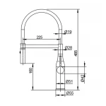 Змішувач для кухні KOER KI-70034-07 з нерж. сталі SUS304 (Колір графіт+силік.вилив чорний) (KR5810)