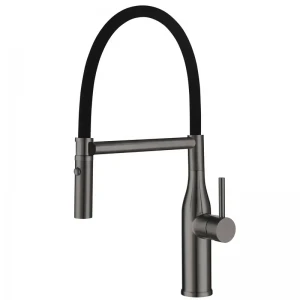 Змішувач для кухні KOER KI-70034-07 з нерж. сталі SUS304 (Колір графіт+силік.вилив чорний) (KR5810)