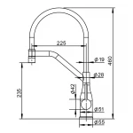 Змішувач для кухні KOER KI-70033-02 з нерж. сталі SUS304 (Колір нерж+силік.вилив чорний) (KR5817)