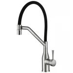 Змішувач для кухні KOER KI-70033-02 з нерж. сталі SUS304 (Колір нерж+силік.вилив чорний) (KR5817)