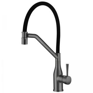 Змішувач для кухні KOER KI-70033-07 з нерж. сталі SUS304 (Колір графіт+силік.вилив чорний) (KR5818)