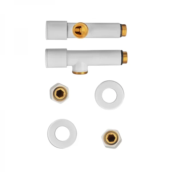 Комплект кранів для рушникосушки кутовий Koer KR.SET.534 WHITE - M1/2''xM1/2'' подовжений (KR5843)