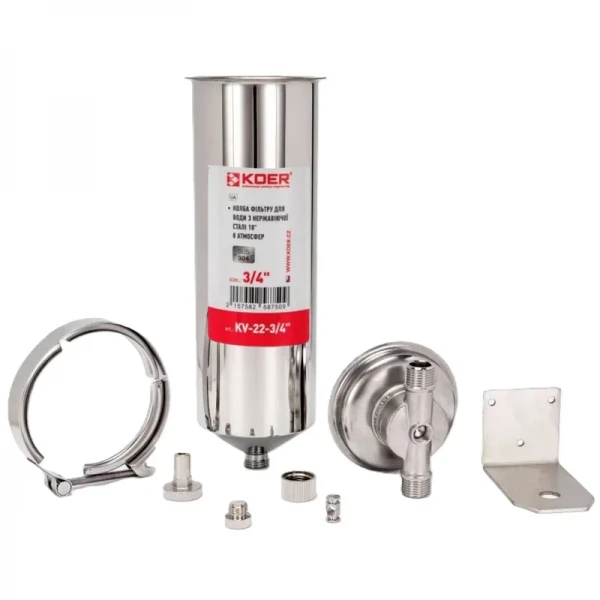 Колба фільтру для води з нержавіючої сталі Koer KV-22-3/4 8 атм. 3/4