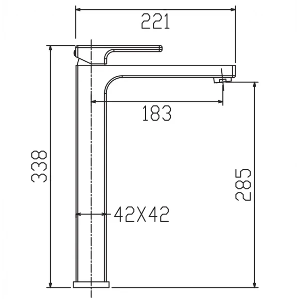 Смеситель для умывальника KOER KB-11009-07 латунный графитовый, высокий (KR5978)