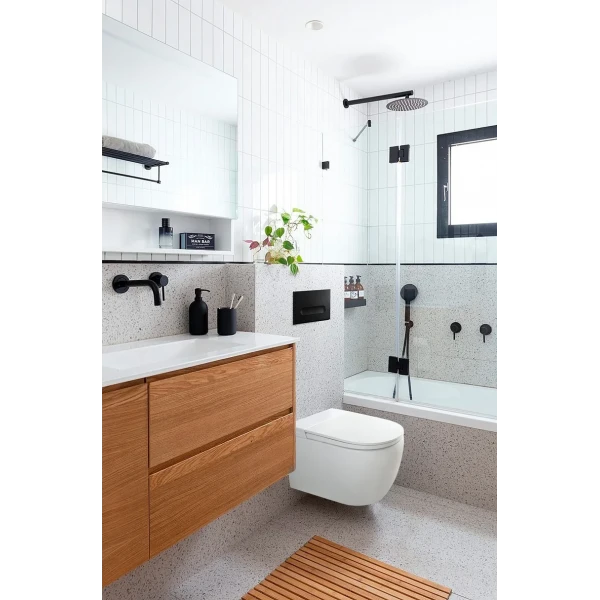 Панель смыва Koer KT-0608-05 240x160x10mm пластиковая, кнопка закругленная (цвет черный матовый) (KR6125)