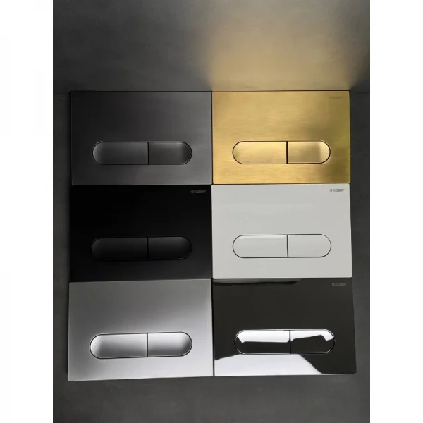 Панель змиву Koer KT-0608-12 240x160x10mm пластик., кнопка закруглена (колір матове золото) (KR6126)