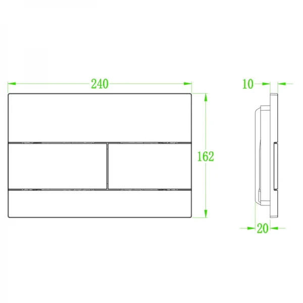 Панель смыва Koer KT-0603-05(S) 240x160x10mm пластиковая, кнопка линейная (цвет черный матовый). Образец (KR6139)