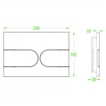 Панель змиву Koer KT-0604-03(S) 240x160x10mm пластикова, кнопка закруглена (колір білий). Зразок (KR6140)