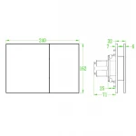 Панель змиву Koer KT-0610-12(S) 240x160x32mm пластикова, кнопка квадратна (колір матове золото). Зразок (KR6146)