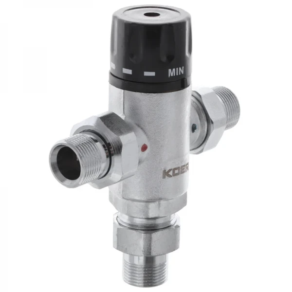 Клапан змішувальний термостатичний триходовий з накидними гайками Koer KR.1258 - 3/4'' (KR6480)
