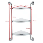 Полка стеклянная угловая 3-ярусная Zerix LR1507-3 (LL1409)