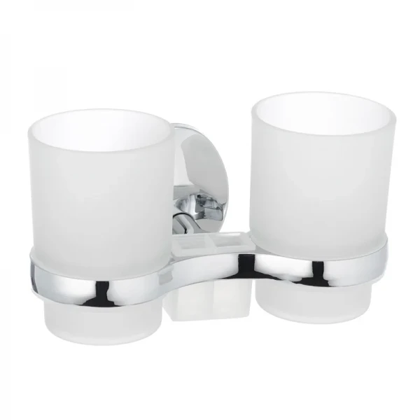 Держатель для щеток с 2 стаканами настенный Zerix LR3308 (LL1439)