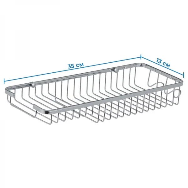 Полка-решетка с мыльницей и 2 крючками Zerix LR338 (LL1456)