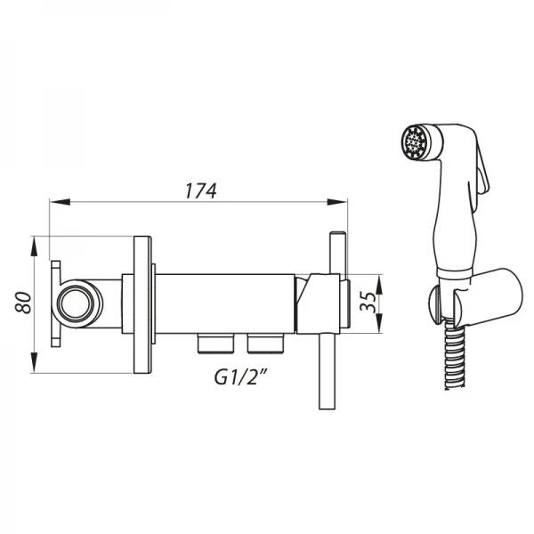 Смеситель для гигиен. душа и бачка унитаза Zerix LR5398-1 (LL1460)