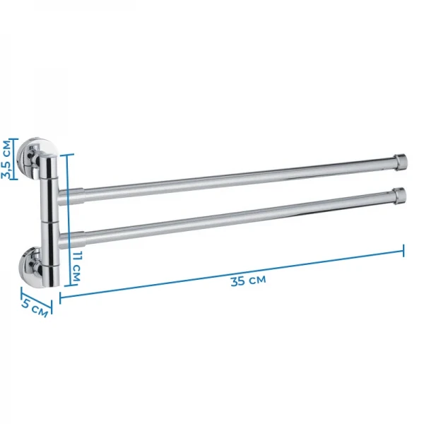 Полотенцедержатель с 2 поворотными планками Zerix LR112 (LL1486)