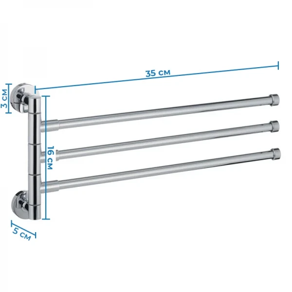 Полотенцедержатель с 3 поворотными планками Zerix LR113 (LL1487)
