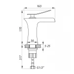 Змішувач для умивальника ZERIX LR1055-23 з виливом "Водоспад" (LL1563)