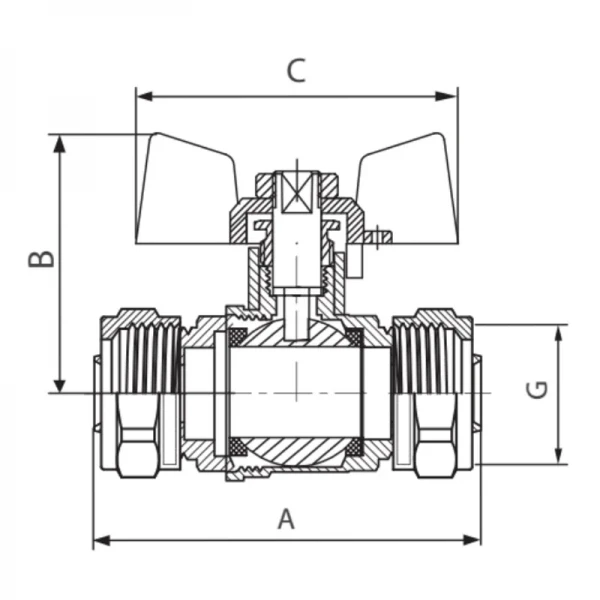 Кран кульовий Koer Wing 20x20 (KR.353) (LL1658)