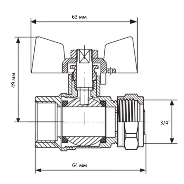 Кран кульовий Koer Wing 20x3/4F (KR.352) (LL1660)