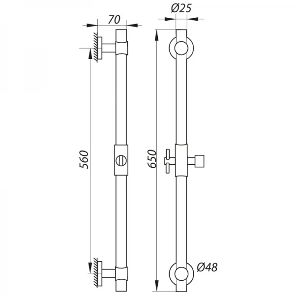 Душевая стойка ZERIX L1206 хромированная без мыльницы, шланга и лейки (LL1757)