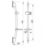 Стійка для душу Zerix L106C з мильницею (без шланга та лійки) (LL1759)