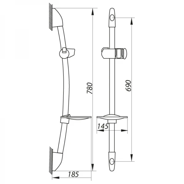 Стійка для душу Zerix L106C з мильницею (без шланга та лійки) (LL1759)