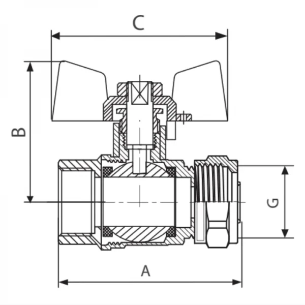 Кран шаровый Koer KR.351 - 20x3/4М Wing (LL1790)