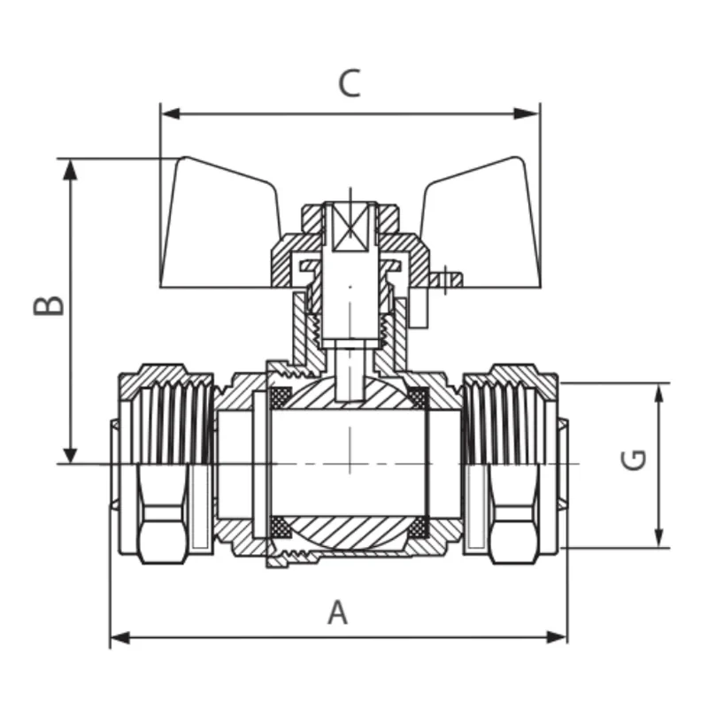 Кран шаровый Waterpro Wing 20x20 (MA0120)