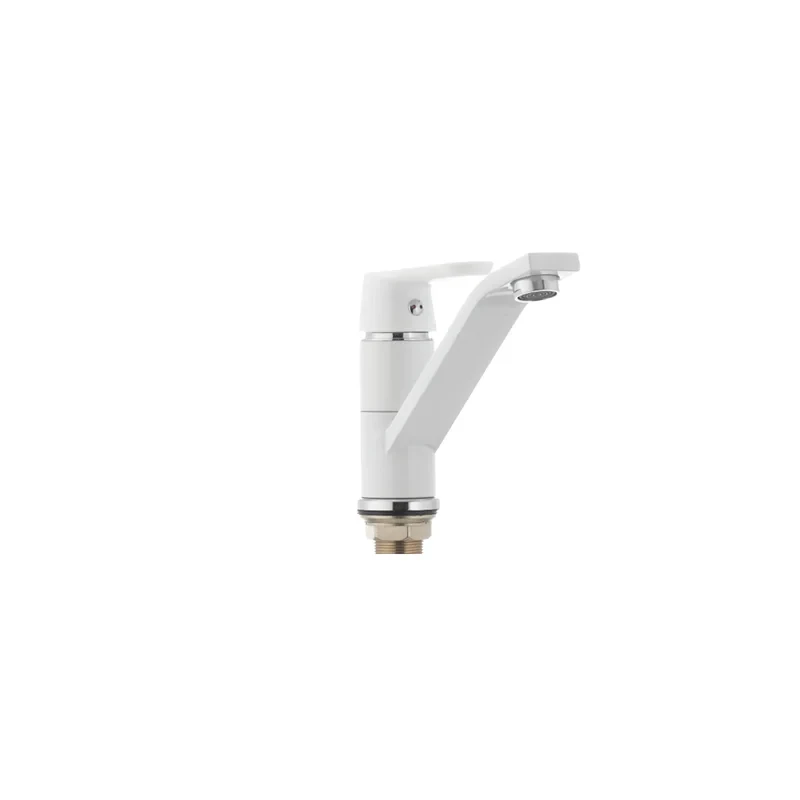 Змішувач для умивальника Mixxus Premium TIGER 555 (виливши 15 см) білий (MI0574)